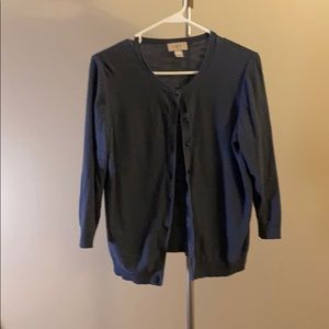 LOFT Outlet Slub 3/4 Sleeve Cardigan in Slate Blue